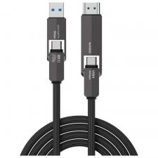 Cabluri video, Adaptor video 4smarts ComboCord 2xUSB-C la USB / HDMI, 240W, 1.5m, 4K, 60Hz, Negru, lerato.ro