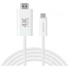 Cabluri video, Cablu video 4smarts, USB-C tata - HDMI tata, 4K, 2m, Alb, lerato.ro