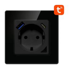 Prize smart WiFi, Priza de perete Smart Avatto N-WOT10-USB-B, 3680W, 16A, Port USB/USB-C, WiFi, Tuya, Negru, lerato.ro