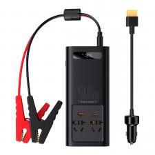 Accesorii electronice auto, Invertor electric auto Baseus Super SI, 150W 12V / 500W 220V, 2x AC, USB/USB-C, Negru, lerato.ro