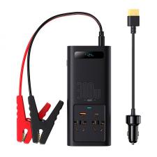 Accesorii electronice auto, Invertor electric auto Baseus IGBT, 300W, Lungime cablu 40cm, USB/USB-C, Negru, lerato.ro