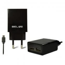 Incarcator retea Beline, 1A, 2x USB-A, 1x Cablu MicroUSB, Negru