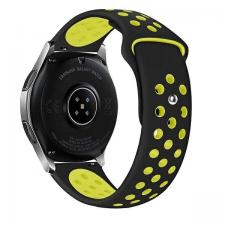 Accesorii Huawei Watch, Curea universala din silicon Beline Sport, 22mm, Negru / Galben, lerato.ro