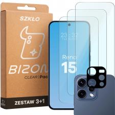 Folii protectie OPPO Reno 15, Set protectie 4in1 Bizon Glass Clear Pack, 3 folii sticla ecran + 1 folie sticla camera foto, compatibil cu Oppo Reno 15, Transparent, lerato.ro