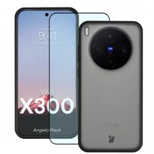 Huse si carcase Vivo X300, Kit protectie 2 in 1 BizonMobile, Carcasa Bizon Angelo si Folie sticla securizata Bizon Glass Edge, compatibil cu Vivo X300, Negru, lerato.ro