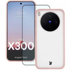 Huse si carcase Vivo X300, Kit protectie 2 in 1 BizonMobile, Carcasa Bizon Angelo si Folie sticla securizata Bizon Glass Edge, compatibil cu Vivo X300, Roz, lerato.ro