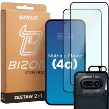 Folii Nothing Phone (4a), Set protectie 3in1 Bizon Glass Edge Pack, 2 folii sticla ecran + 1 folie sticla camera foto, compatibil cu Nothing Phone (4a), Negru, lerato.ro