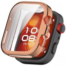 Accesorii Huawei Watch, Carcasa cu protectie ecran BizonMobile Felipe compatibila cu Huawei Watch Fit 4, Rose Gold, lerato.ro