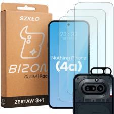 Folii Nothing Phone (4a), Set protectie 4in1 Bizon Glass Clear Pack, 3 folii sticla ecran + 1 folie sticla camera foto, compatibil cu Nothing Phone (4a), Transparent, lerato.ro