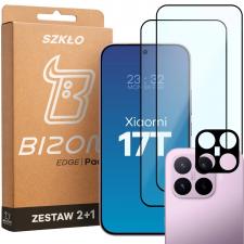 Folii protectie telefoane Xiaomi 17T, Set protectie 3in1 Bizon Glass Edge Pack, 2 folii sticla ecran + 1 folie sticla camera foto, compatibil cu Xiaomi 17T, Negru, lerato.ro