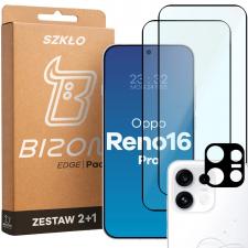 Folii protectie OPPO Reno 16 / 16 Pro, Set protectie 3in1 Bizon Glass Edge Pack, 2 folii sticla ecran + 1 folie sticla camera foto, compatibil cu Oppo Reno 16 Pro, Negru, lerato.ro