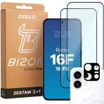 Set protectie 3in1 Bizon Glass Edge Pack, 2 folii sticla ecran + 1 folie sticla camera foto, compatibil cu Oppo Reno 16 F / 16 FS, Negru 2 - lerato.ro