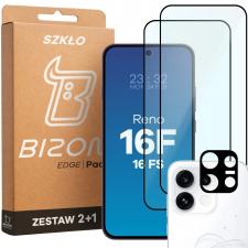 Folii protectie OPPO Reno 16 F / FS, Set protectie 3in1 Bizon Glass Edge Pack, 2 folii sticla ecran + 1 folie sticla camera foto, compatibil cu Oppo Reno 16 F / 16 FS, Negru, lerato.ro