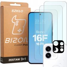 Folii protectie OPPO Reno 16 F / FS, Set protectie 4in1 Bizon Glass Clear Pack, 3 folii sticla ecran + 1 folie sticla camera foto, compatibil cu Oppo Reno 16 F / 16 FS, Transparent, lerato.ro