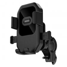 Suporturi telefon si depozitare accesorii, Suport universal bicicleta / trotineta / motocicleta Dudao F7, Rotire la 360 grade, Fixare stabila, Negru, lerato.ro