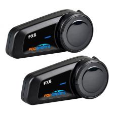 Interfoane moto, Set 2 interfoane motocicleta Fodsports FX6, Raza 1000m, Bluetooth 5.0, IP65, USB-C, Negru, lerato.ro