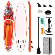 Placi de windsurf, Placa de paddleboarding FunWater Feath-R Lite Koi, 350 x 83 x 15 cm, Antiderapanta, Gonflabila, Set accesorii inclus, Graphics, lerato.ro