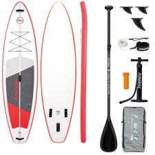 Placi de windsurf, Placa de paddleboarding FunWater SUP SUPFW69C, 335 x 84 x 15 cm, Antiderapanta, Gonflabila, Set accesorii inclus, Rosu / Alb, lerato.ro