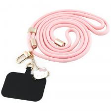 Hello Kitty Style, Snur universal pentru carcase Hello Kitty Patch & Kitty Head Charm, Ajustabil, Roz, lerato.ro