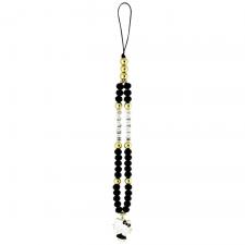 Hello Kitty Style, Charm pentru telefon Hello Kitty Pearls and Beads Kitty, Negru, lerato.ro