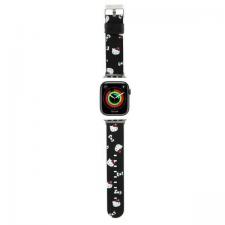 Hello Kitty Style, Curea Hello Kitty din piele, Heads & Bows Pattern, compatibila cu Apple Watch 38/40/41mm, Negru, lerato.ro