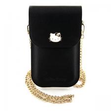 Hello Kitty Style, Geanta universala din piele pentru telefon Hello Kitty Metal Logo Chain, Negru, lerato.ro
