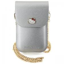 Hello Kitty Style, Geanta universala din piele pentru telefon Hello Kitty Metal Logo Chain, Silver, lerato.ro