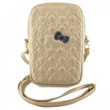 Hello Kitty Style, Geanta universala din piele pentru telefon Hello Kitty Quilted Bows Strap, Gold, lerato.ro