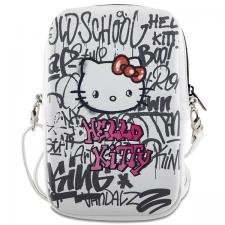 Hello Kitty Style, Geanta universala din piele pentru telefon Hello Kitty Graffiti Kitty Head, Alb, lerato.ro