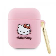 Hello Kitty Style, Carcasa silicon Hello Kitty, 3D Kitty Head, compatibila cu Apple AirPods 1/2, Roz, lerato.ro