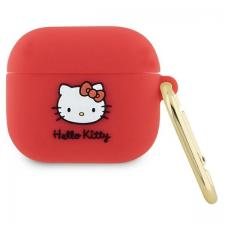 Hello Kitty Style, Carcasa silicon Hello Kitty, 3D Kitty Head, compatibila cu Apple AirPods 3, Rosu, lerato.ro