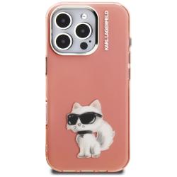 Carcasa Karl Lagerfeld IML Aquarelle Choupette Logo compatibila cu iPhone 16 Pro, Roz