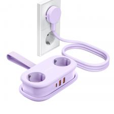 Prize smart WiFi, Prelungitor pentru interior Orico AP3, 2 prize, 2xUSB-A / 18W, 1xUSB-C / 20W, 2500W, 10A, Lungime cablu 1.53m, Mov, lerato.ro