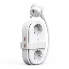 Prize smart WiFi, Prelungitor pentru interior Orico AP3, 2 prize, 2xUSB-A / 18W, 1xUSB-C / 20W, 2500W, 10A, Lungime cablu 1.53m, Alb, lerato.ro