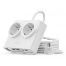 Prize smart WiFi, Prelungitor pentru interior Orico PDC25, 2 prize, 2xUSB-A / 22.5W, 2xUSB-C / 25W, 2500W, 10A, Lungime cablu 1.6m, Alb, lerato.ro