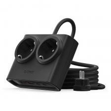 Prize smart WiFi, Prelungitor pentru interior Orico PDC25, 2 prize, 2xUSB-A / 22.5W, 2xUSB-C / 25W, 2500W, 10A, Lungime cablu 1.6m, Negru, lerato.ro