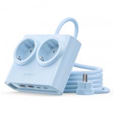 Prize smart WiFi, Prelungitor pentru interior Orico PDC25, 2 prize, 2xUSB-A / 22.5W, 2xUSB-C / 25W, 2500W, 10A, Lungime cablu 1.6m, Albastru, lerato.ro