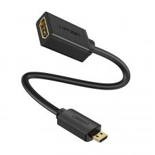 Cabluri video, Adaptor video Micro HDMI tata la HDMI mama UGREEN 20134B, 4K, 3D, 20 cm, Negru, lerato.ro