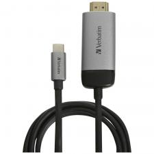 Cabluri video, Adaptor video Verbatim, USB-C la HDMI mama, 4K, 60Hz, 1.5m, Negru, lerato.ro
