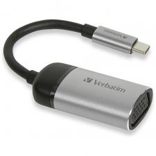 Cabluri video, Adaptor video Verbatim, USB-C la VGA mama, 4K, 60Hz, 10cm, Negru / Argintiu, lerato.ro