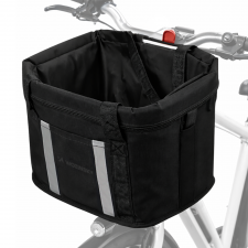 Suporturi telefon si depozitare accesorii, Cos pentru bicicleta Wozinsky WKR-MK, Sistem de prindere pe ghidon, Elemente reflectorizante, 30 x 24 x 24 cm, Negru, lerato.ro